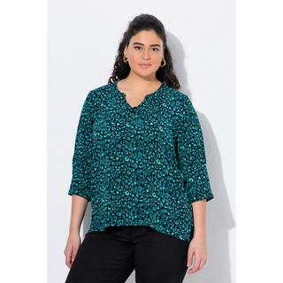 Ulla Popken Tunica Stampata Scollo a Girocollo Maniche 3/4 Bottoni  