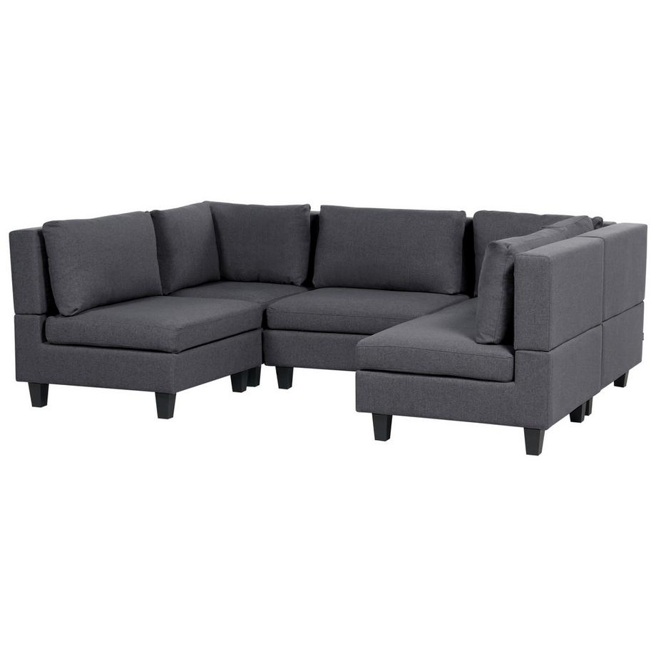 Beliani U-förmiges Sofa mit Ottomane aus Stoff  UNSTAD  