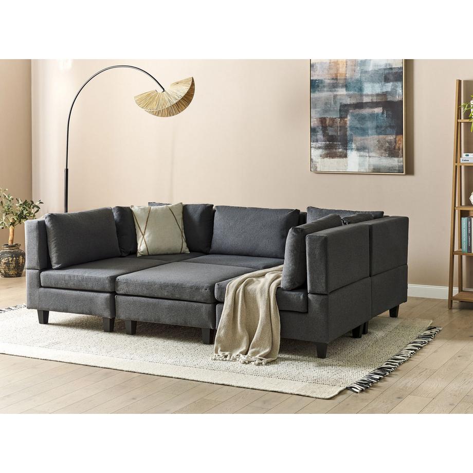 Beliani U-förmiges Sofa mit Ottomane aus Stoff  UNSTAD  