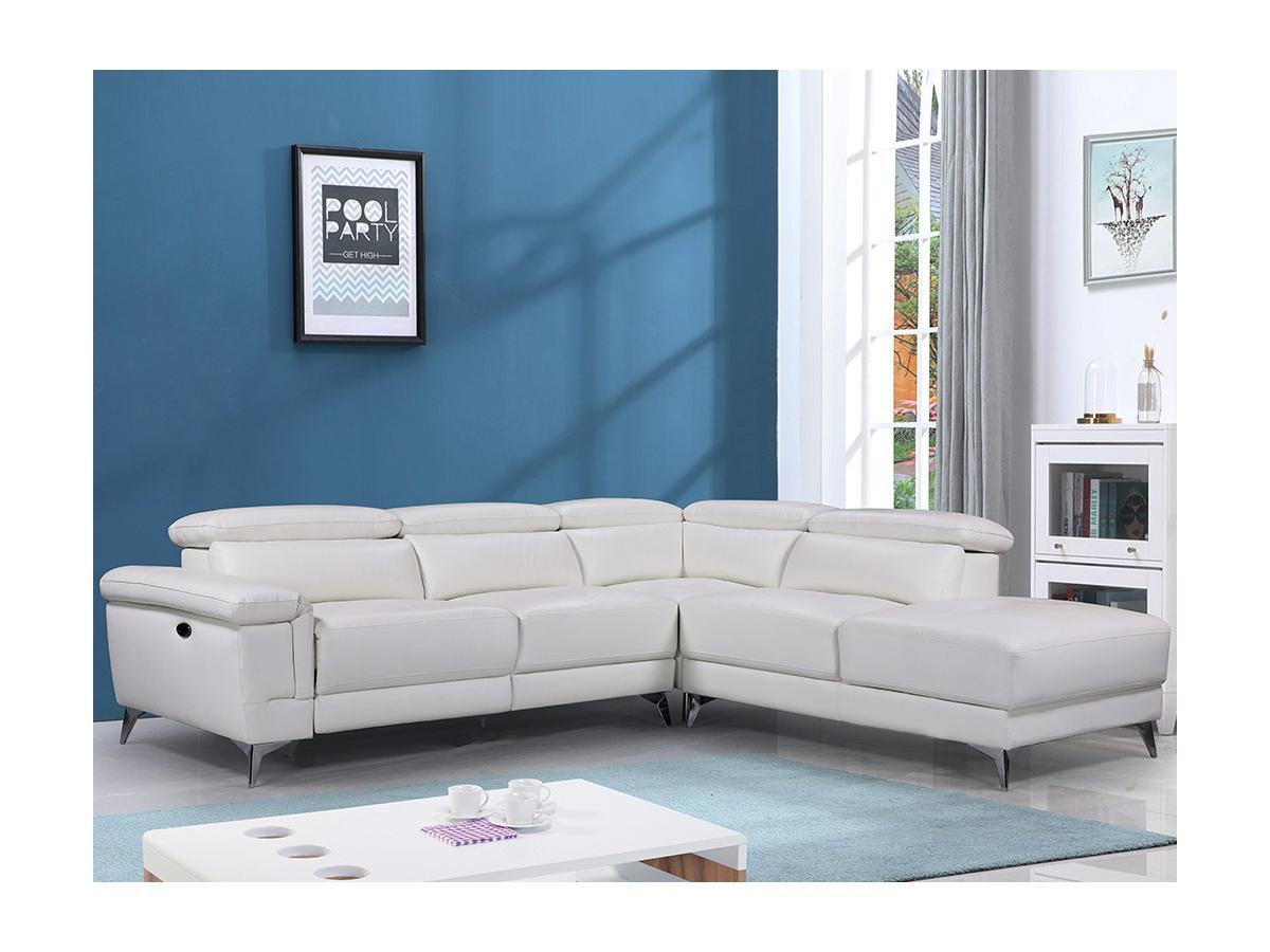 LINEA SOFA Relaxsofa Ecksofa Leder elektrisch PASCALINE Elfenbein Ecke Rechts  