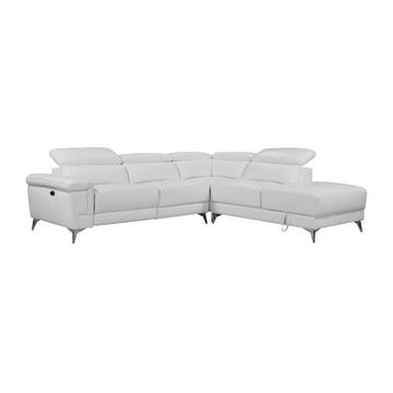 Relaxsofa Ecksofa Leder elektrisch PASCALINE Elfenbein Ecke Rechts