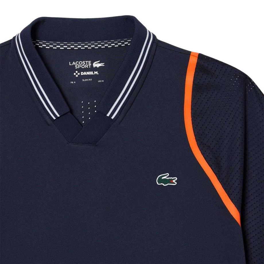 LACOSTE Slim Fit Poloshirt mit V-Ausschnitt und Kontrastbesatz  