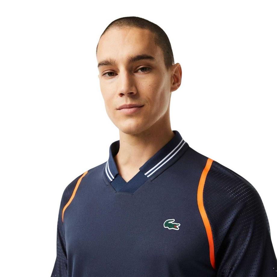 LACOSTE Slim Fit Poloshirt mit V-Ausschnitt und Kontrastbesatz  