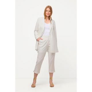 Ulla Popken  Pantaloni di misto lino con cintura elastica e spacchetti 