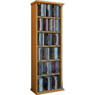 VCM CD Regal Holz Vetro | platzsparender CD Schrank mit Glastüren für 150 CDs oder 65 DVDs | Maße: H. 92 x B. 31 x T. 18 cm | elegantes DVD Regal stehend  