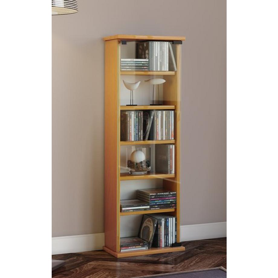 VCM Bois CD DVD Stand Étagère Rangement Étagère sur pied Support Vetro Porte en verre  
