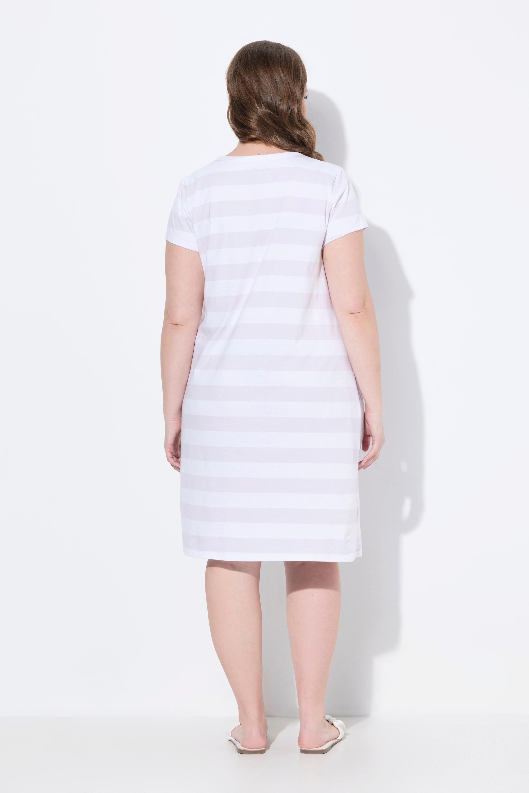 Ulla Popken Abito Bellieva Jersey Mezza Manica Arricciatura Laterale Cotone Biologico GOTS  