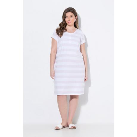 Ulla Popken Abito Bellieva Jersey Mezza Manica Arricciatura Laterale Cotone Biologico GOTS  