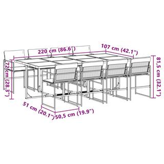 VidaXL set da pranzo da giardino Acciaio  