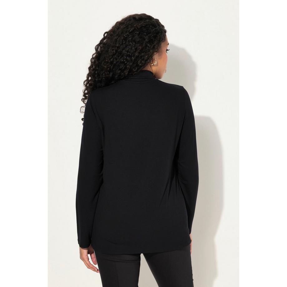 Ulla Popken Cut-Out Kette Stehkragen Langarm Shirt  