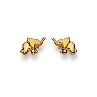 MUAU Schmuck  Ohrstecker Elefant Gelbgold 750, 6x8mm 