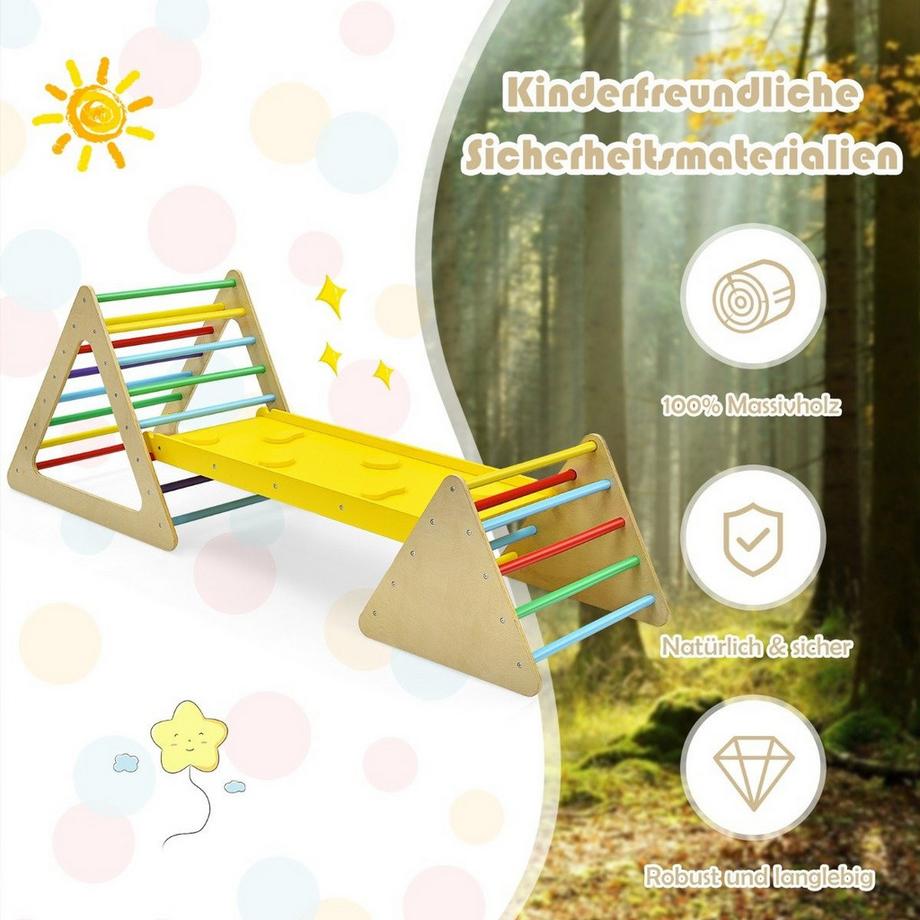 Northio  3 in 1 Kletterspielzeug-Set für Kleinkinder Kletterdreieck & Leiter & Rutsche Klettergerüst Bunt 
