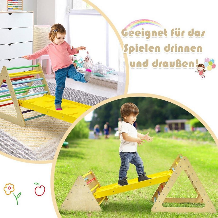 Northio  3 in 1 Kletterspielzeug-Set für Kleinkinder Kletterdreieck & Leiter & Rutsche Klettergerüst Bunt 