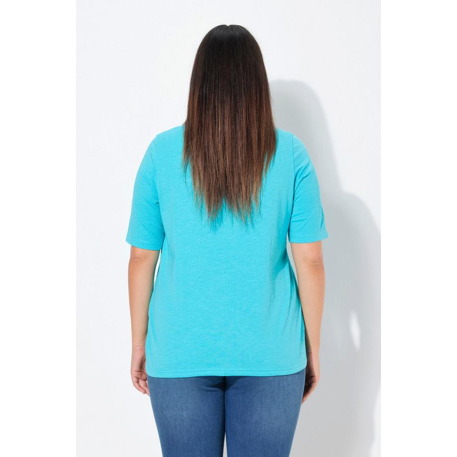 Ulla Popken T-shirt Imprimé Bande Ourlet Col V Manches Courtes  