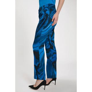 Ulla Popken  Pantalon, design marbré coloré, pinces et ourlet évasé 