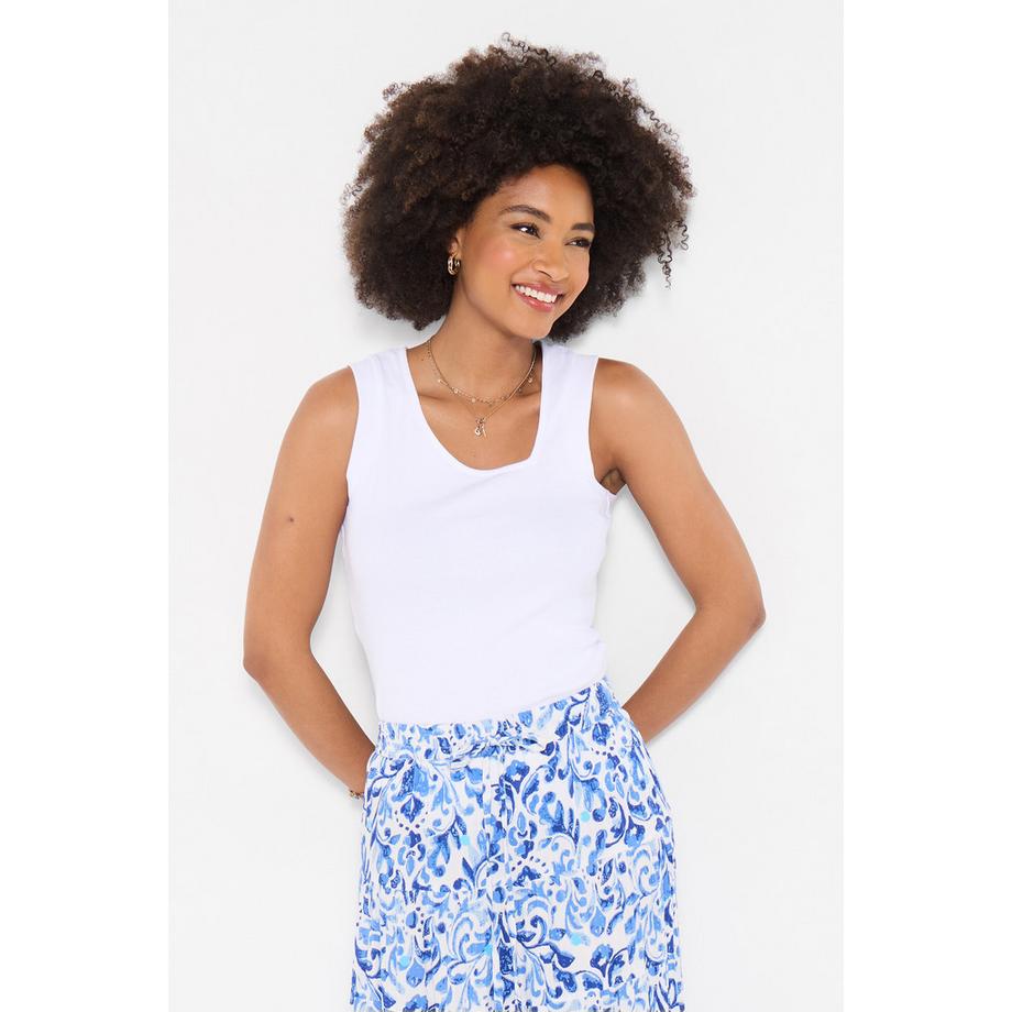 Geripptes Jersey-Top mit asymmetrischem Ausschnitt