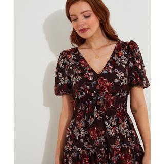 Joe Browns  Robe Maxi Élastiquée Florale et Sombre 