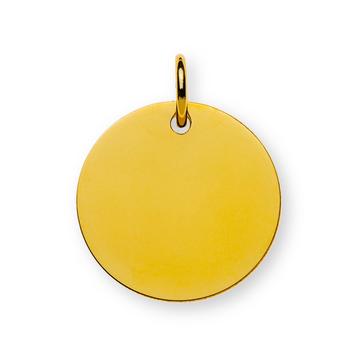 Pendentif plaque à  graver or jaune 750 rond 16mm