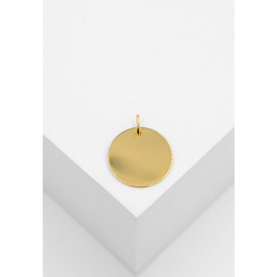 MUAU Schmuck  Pendentif plaque à  graver or jaune 750 rond 16mm 