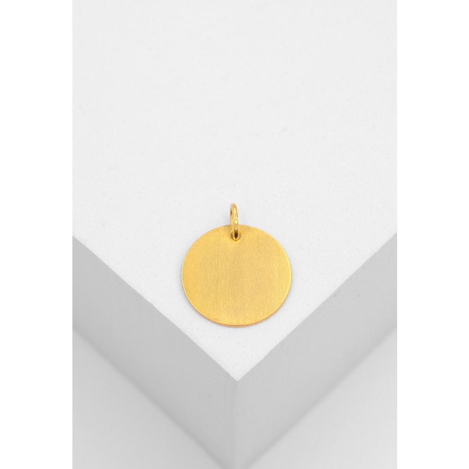 MUAU Schmuck  Pendentif plaque à  graver or jaune 750 rond 16mm 