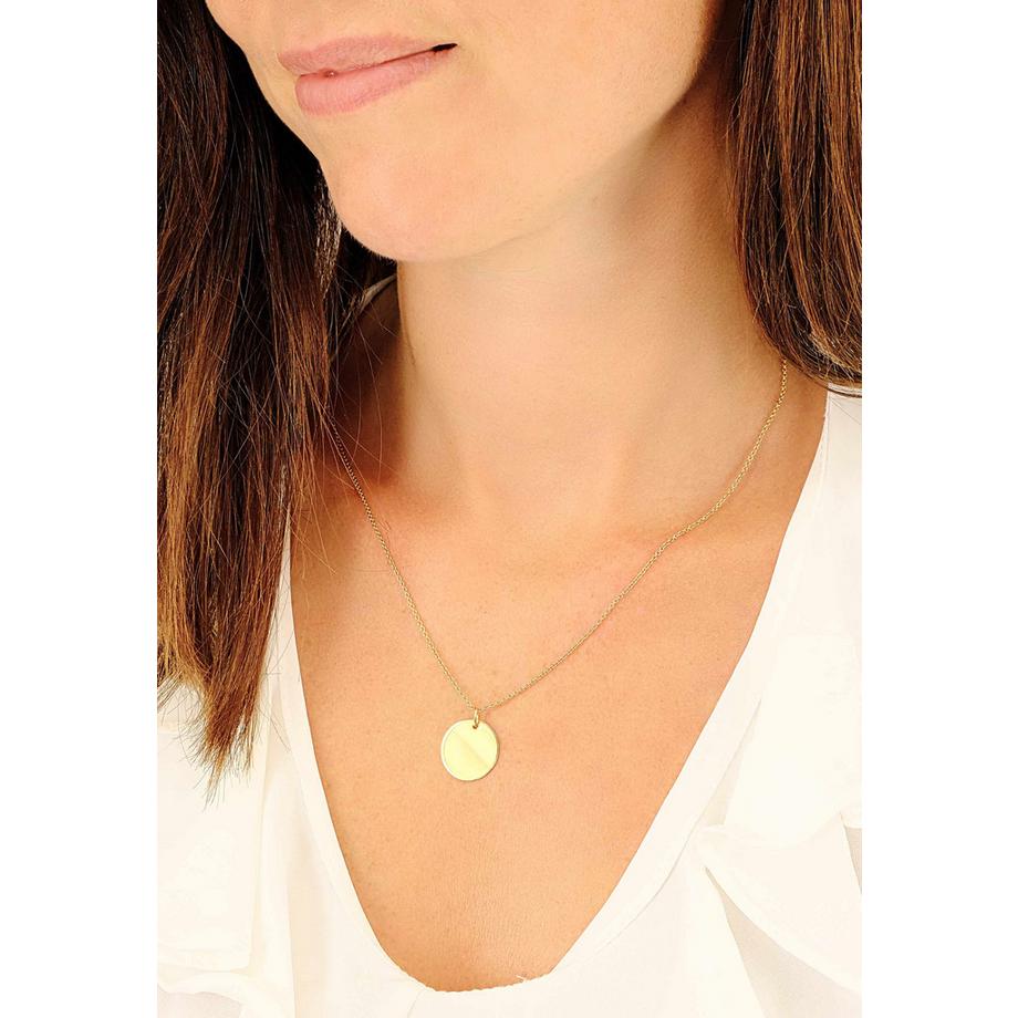 MUAU Schmuck  Pendentif plaque à  graver or jaune 750 rond 16mm 