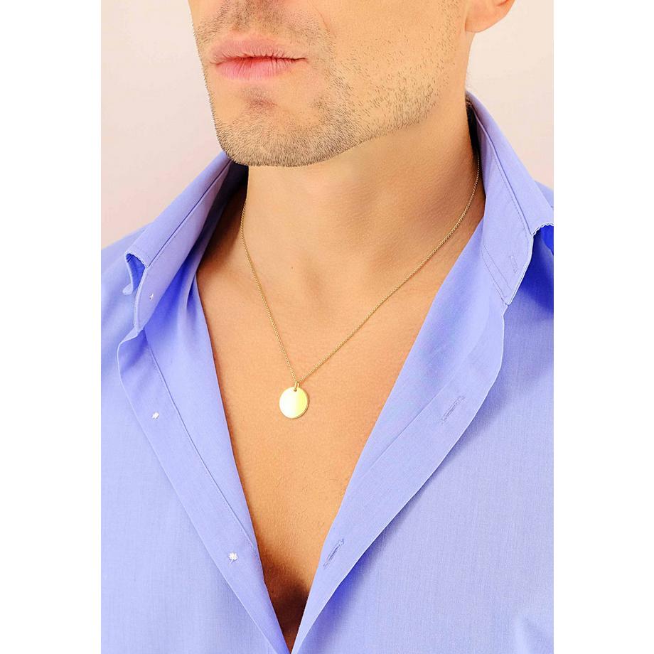 MUAU Schmuck  Pendentif plaque à  graver or jaune 750 rond 16mm 