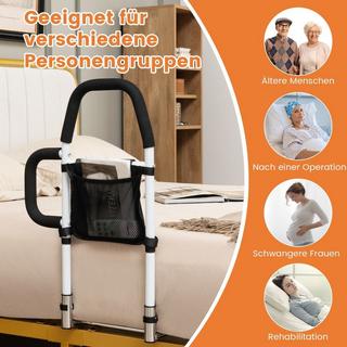 Northix Barrière de lit adulte antichute avec 2 mains courantes & sac & sangle de fixation jusqu'à 136 kg  