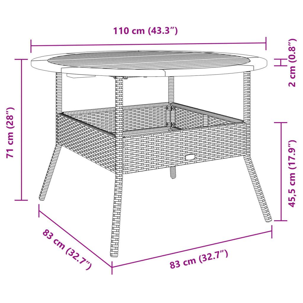 VidaXL Table de jardin rotin synthétique  