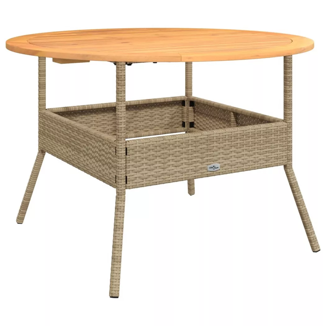 VidaXL - Table de jardin rotin synthétique, One Size, Beige
