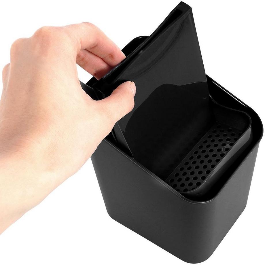 B2X  Récipient en plastique noir avec deux compartiments pour ranger les couverts 
