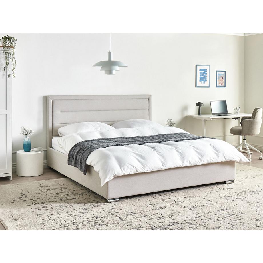 Beliani Letto contenitore en Tessuto Minimalista ROUEN  