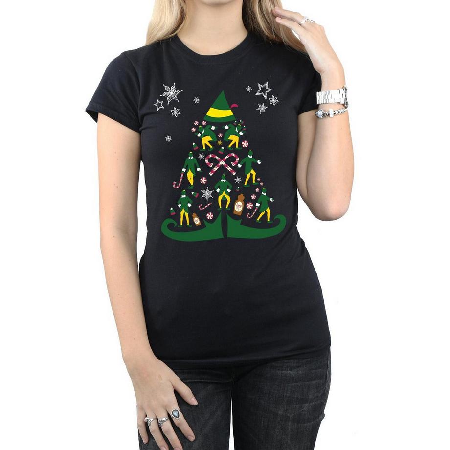 Elf T-shirt Arbre de Noël Manches Courtes  