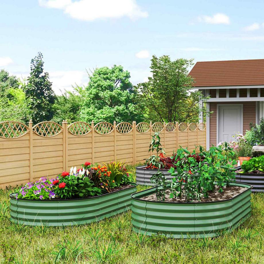 Northio 2er-Set Hochbeet aus Stahl, Pflanzbeet Frühbeet Gartenbeet Blumenkasten stapelbar, Pflanzkasten Gemüsebeet 181x93x30cm für Garten Balkon, Pflanzkübel für Blumen, Pflanzen, Gemüse Aosom  