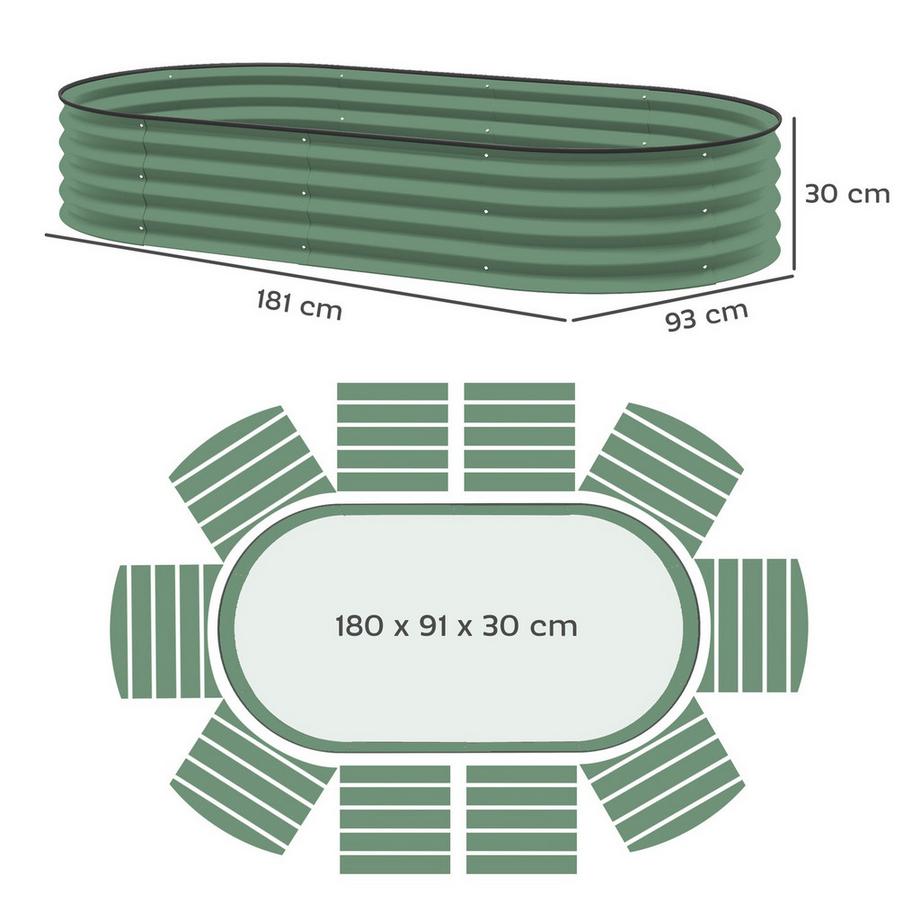 Northio 2er-Set Hochbeet aus Stahl, Pflanzbeet Frühbeet Gartenbeet Blumenkasten stapelbar, Pflanzkasten Gemüsebeet 181x93x30cm für Garten Balkon, Pflanzkübel für Blumen, Pflanzen, Gemüse Aosom  