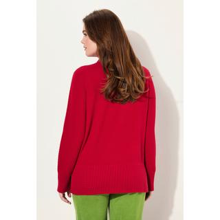 Ulla Popken  Maglione polo con collo alto, zip e maniche lunghe 