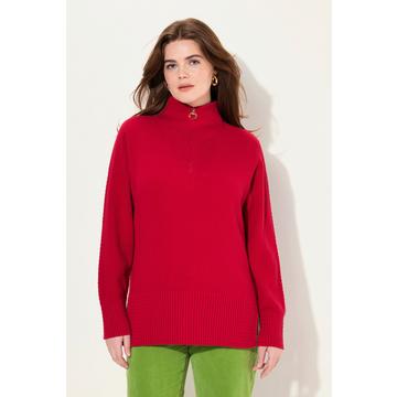 Maglione polo con collo alto, zip e maniche lunghe