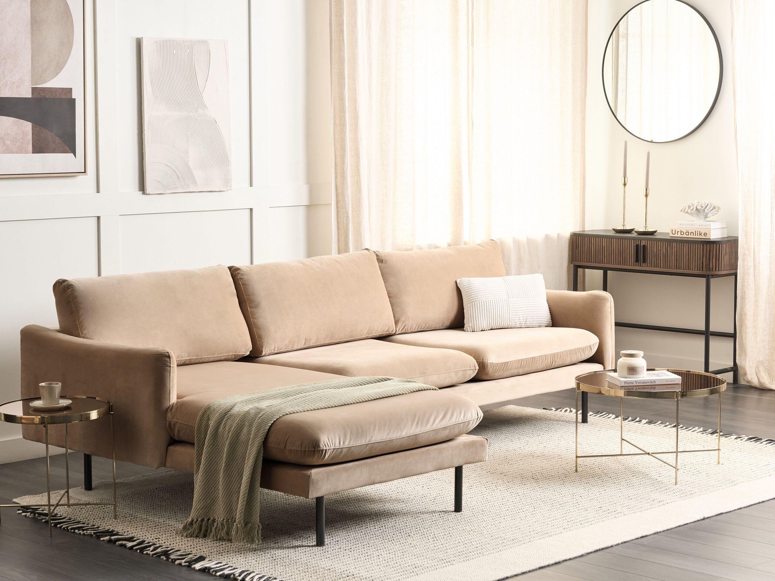 Beliani Ecksofa aus Samtstoff Modern VINTERBRO  