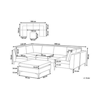 Beliani U-förmiges Sofa mit Ottomane aus Samtstoff Modern EVJA  