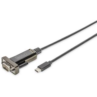 Digitus  USB Typ C 2 auf serial Adapter, DSUB 9M 1m Kabel Länge, FTDI Chipsatz 