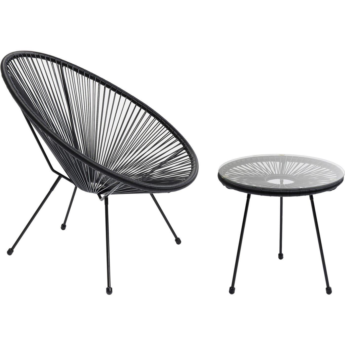 KARE Design Set de jardin Acapulco noir (2 pièces)  