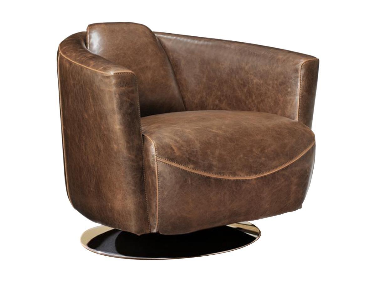 Vente-unique Fauteuil club 100% cuir vieilli FLORENTIN  