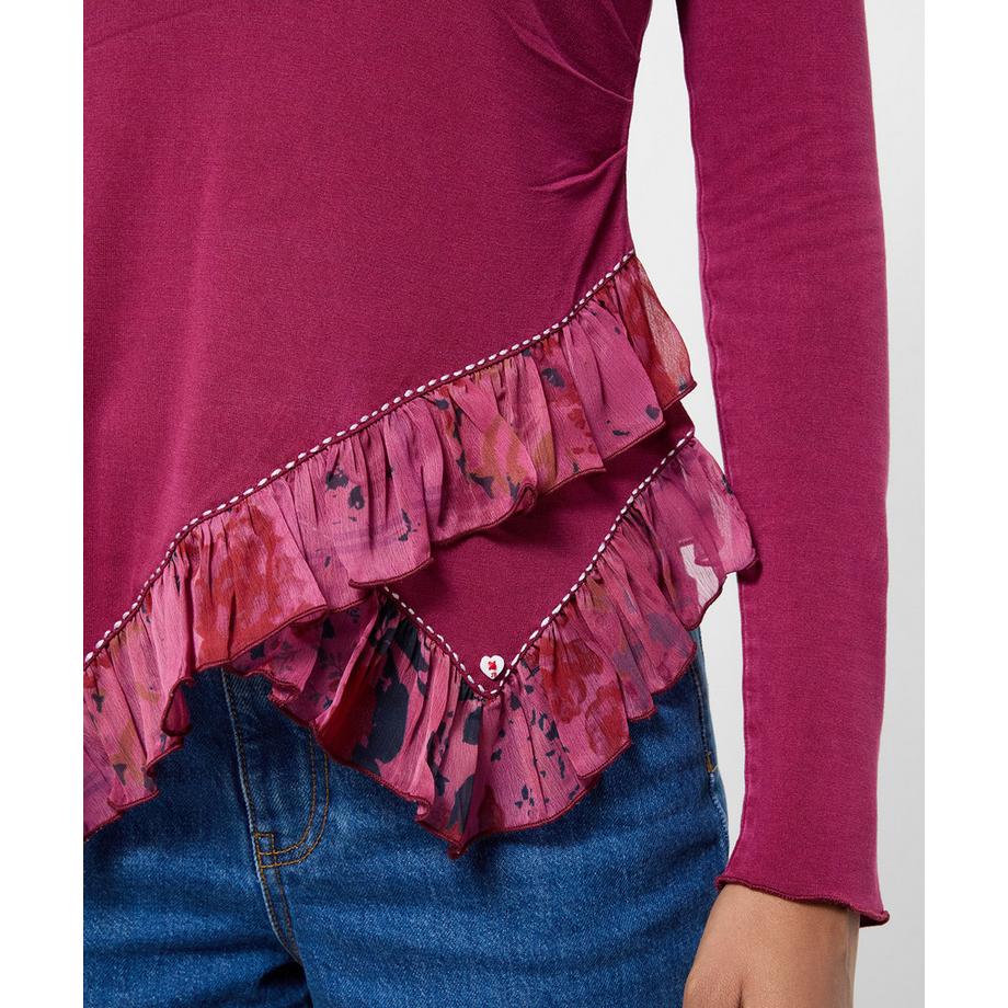 Joe Browns Henley-Shirt mit V-Ausschnitt und geblümtem Besatz  