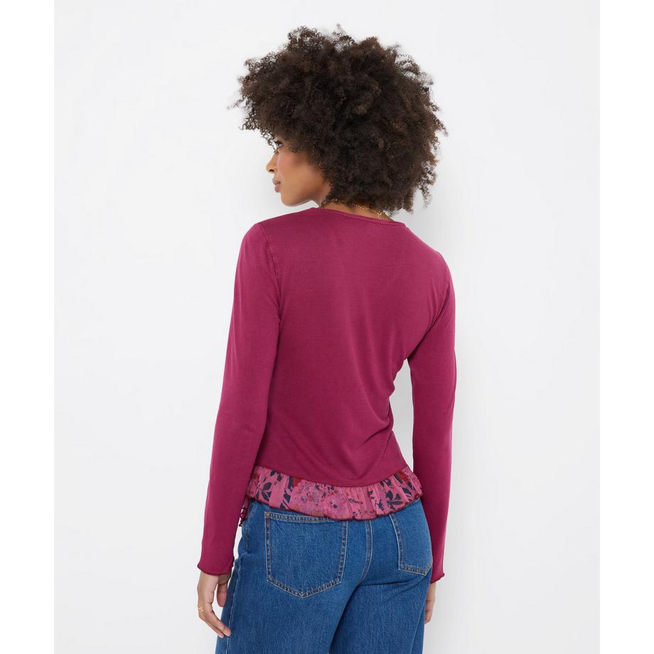 Joe Browns Henley-Shirt mit V-Ausschnitt und geblümtem Besatz  