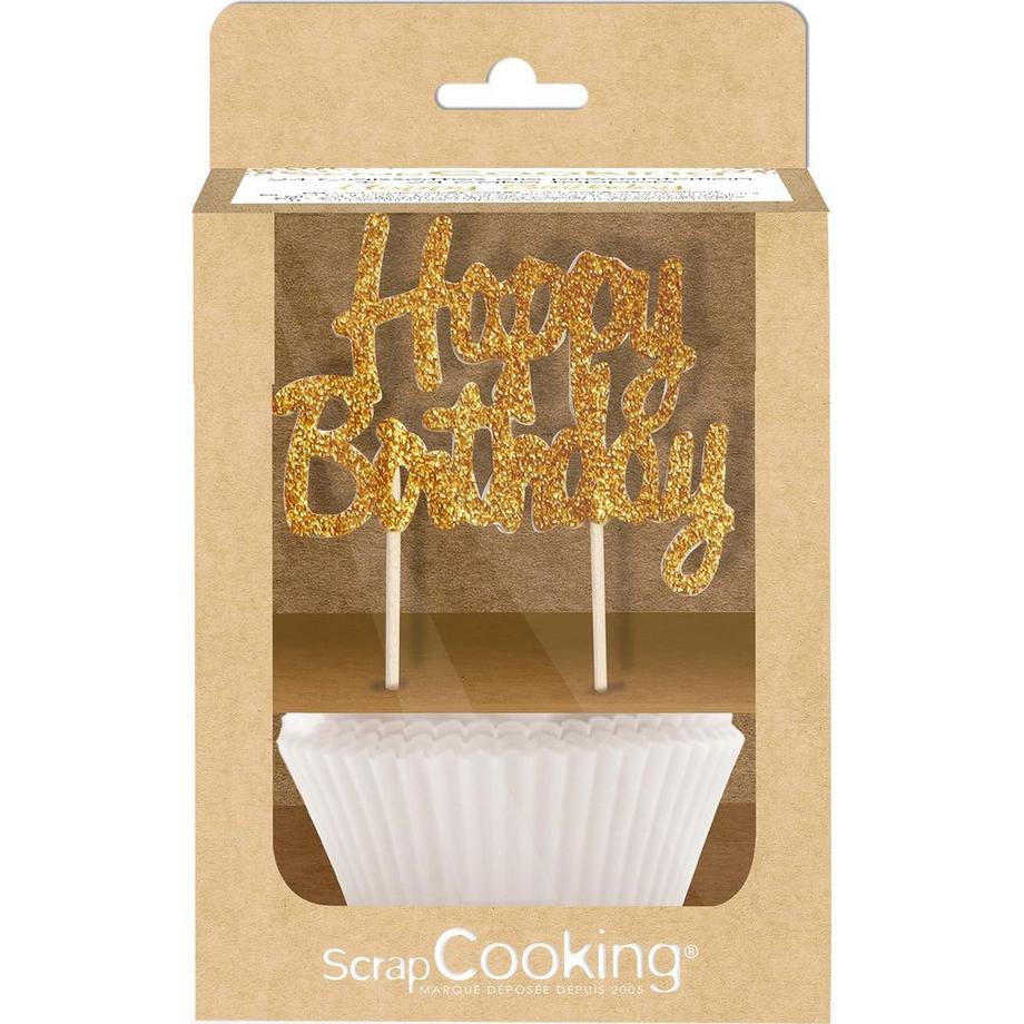 Scrap Cooking Moules à Cupcake et Décorations de Gâteau Joyeux Anniversaire  