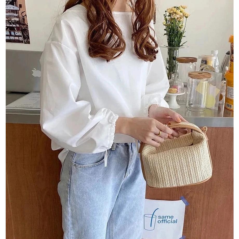 Only-bags.store Borsa a tracolla in paglia bohémien piccola maglia estiva  