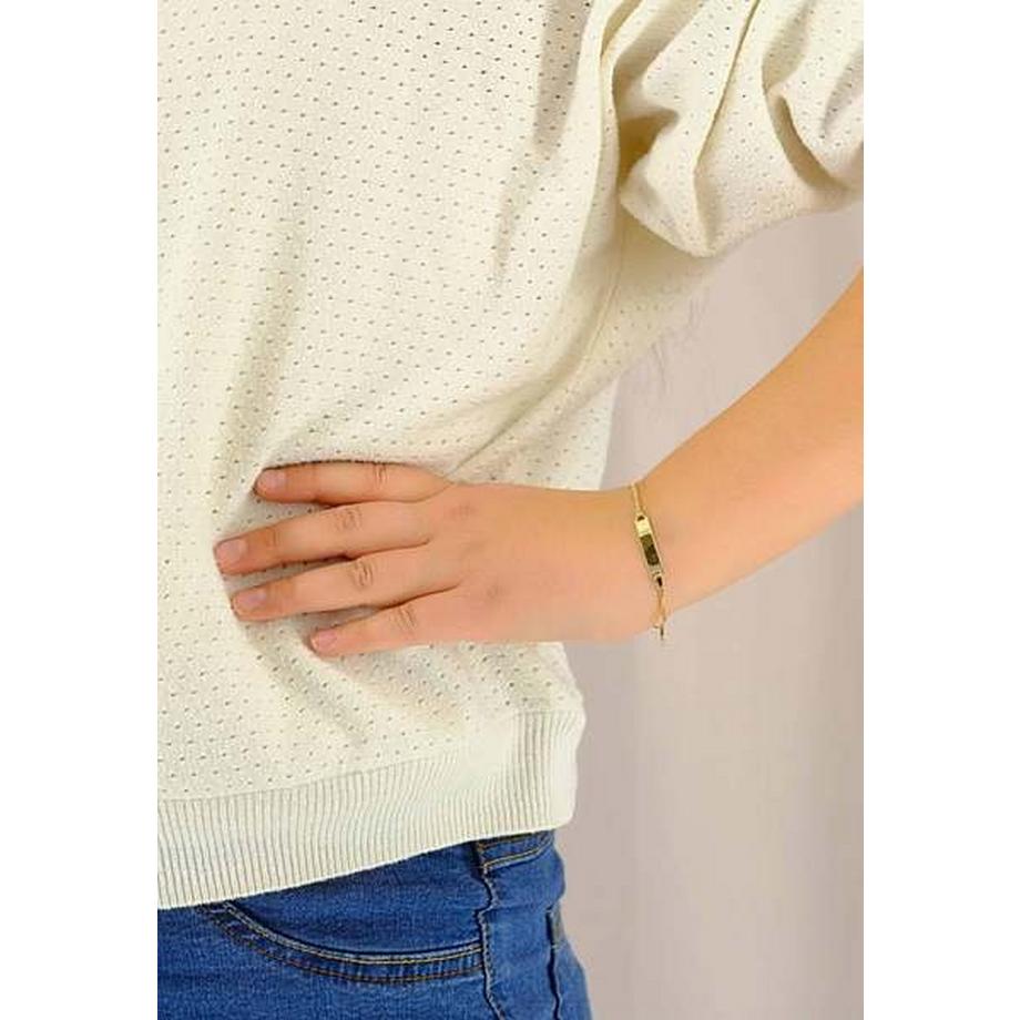 MUAU Schmuck  Plaketten-Armband Gelbgold 750 Venezianer, 1.3mm, 14cm 