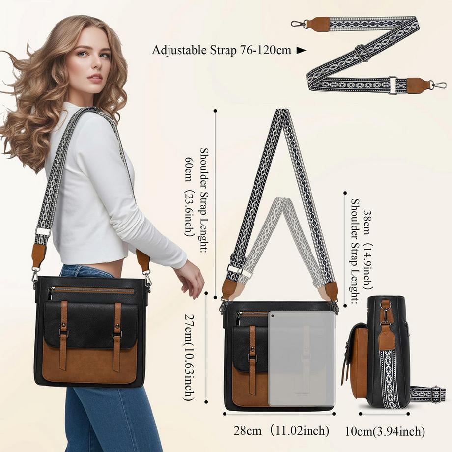 Only-bags.store Sac à Bandoulière Moyen avec Large Bretelle Réglable  
