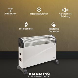 Arebos Riscaldatore Convettore 2000 W Riscaldatore Elettrico Bianco  