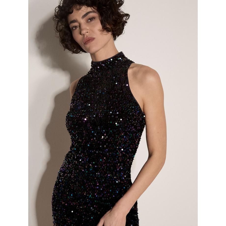 Mini-robe en velours à paillettes