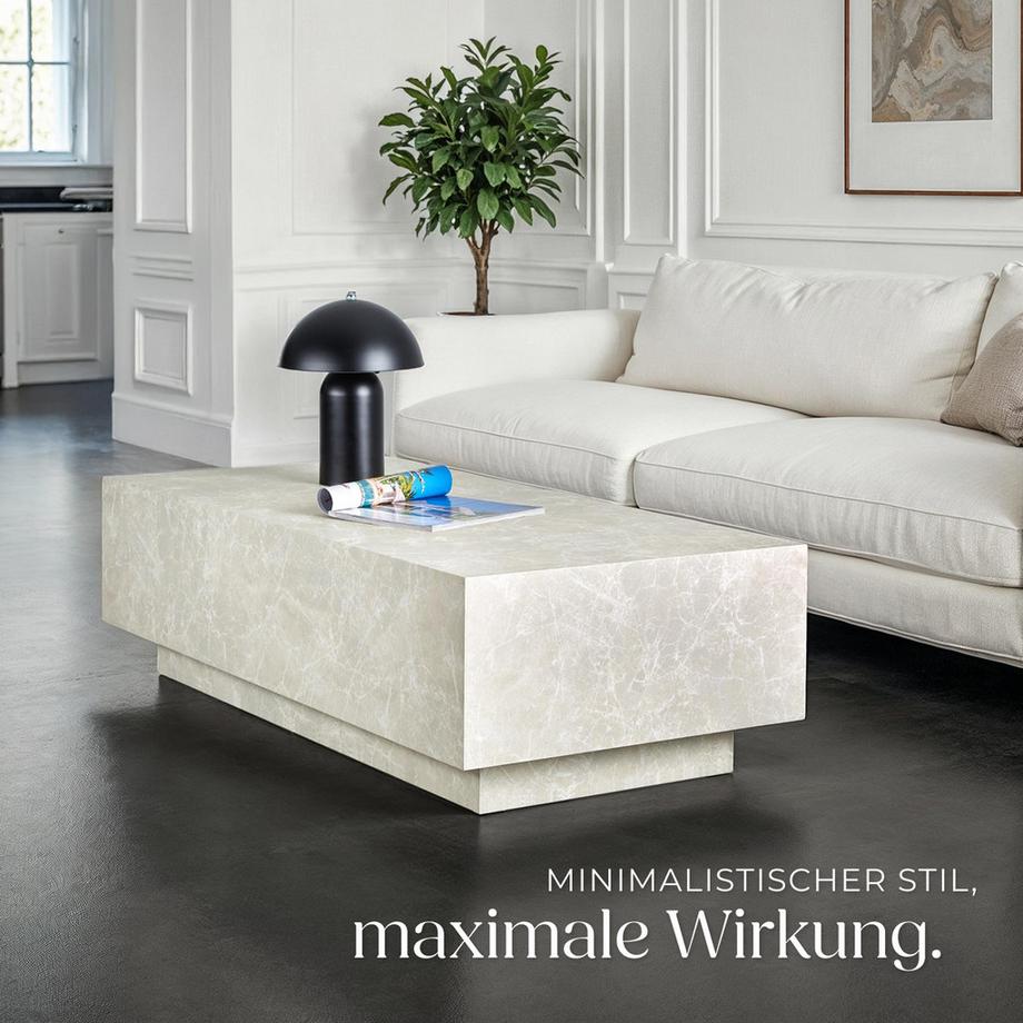 Tectake Couchtisch Lasley minimalistisches Design robustes MDF in Travertinoptik  